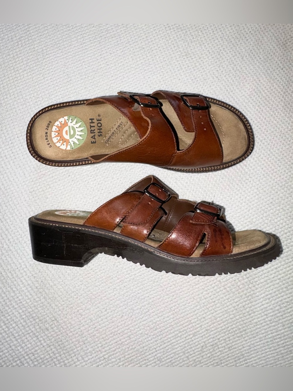 Men’s Brown Leather Buckle Slide Sandals